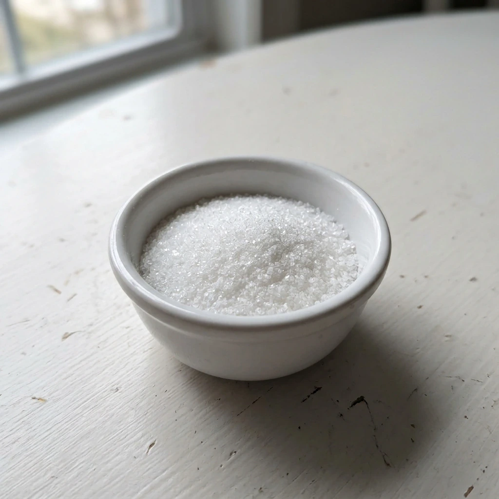 A white bowl of citric acid crystals